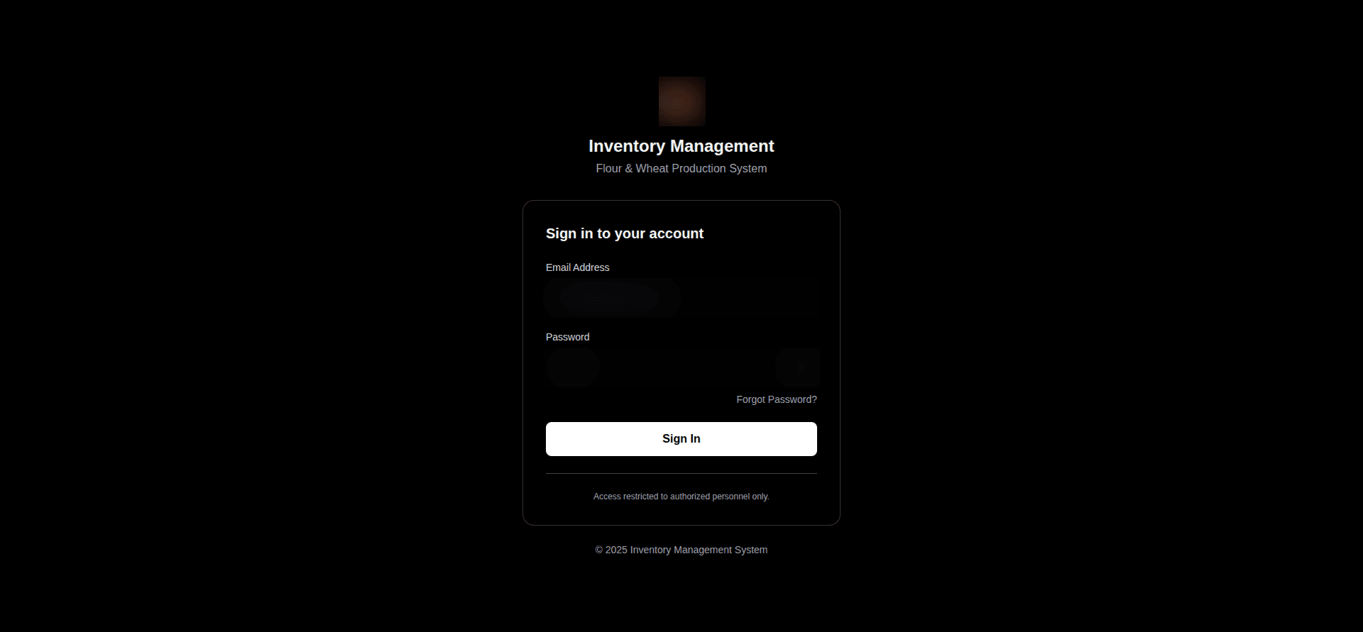 Inventory Management System (IMS) login page